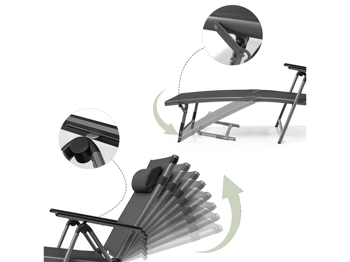 Terrassenliegestuhl Outdoor-Terrassenstuhl Klappliege mit 8 verstellbaren Rücken