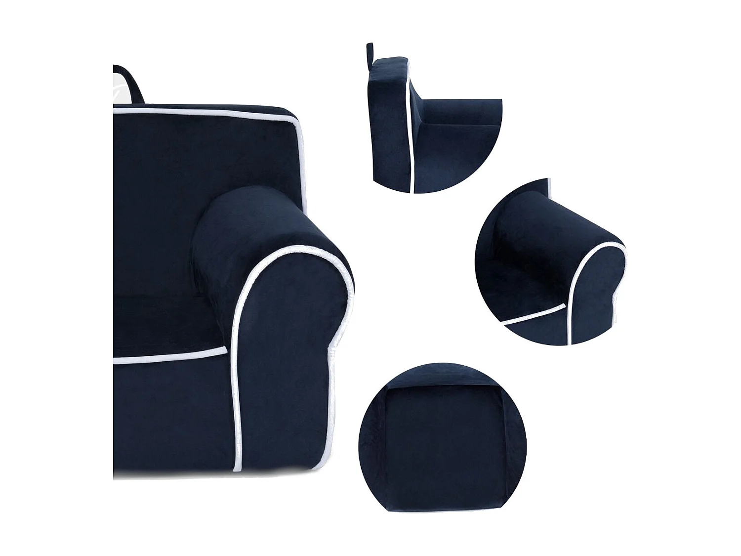 Gepolstertes Kindersofa mit Schaumstofffüllung & Armlehne & Handgriff 68 x 46 x 50 cm Marineblau