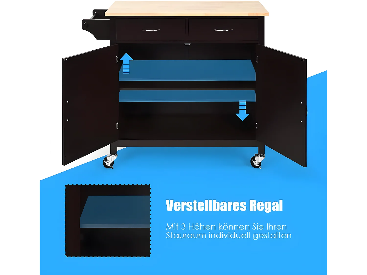 rollende Kücheninsel aus Gummihol TI87806