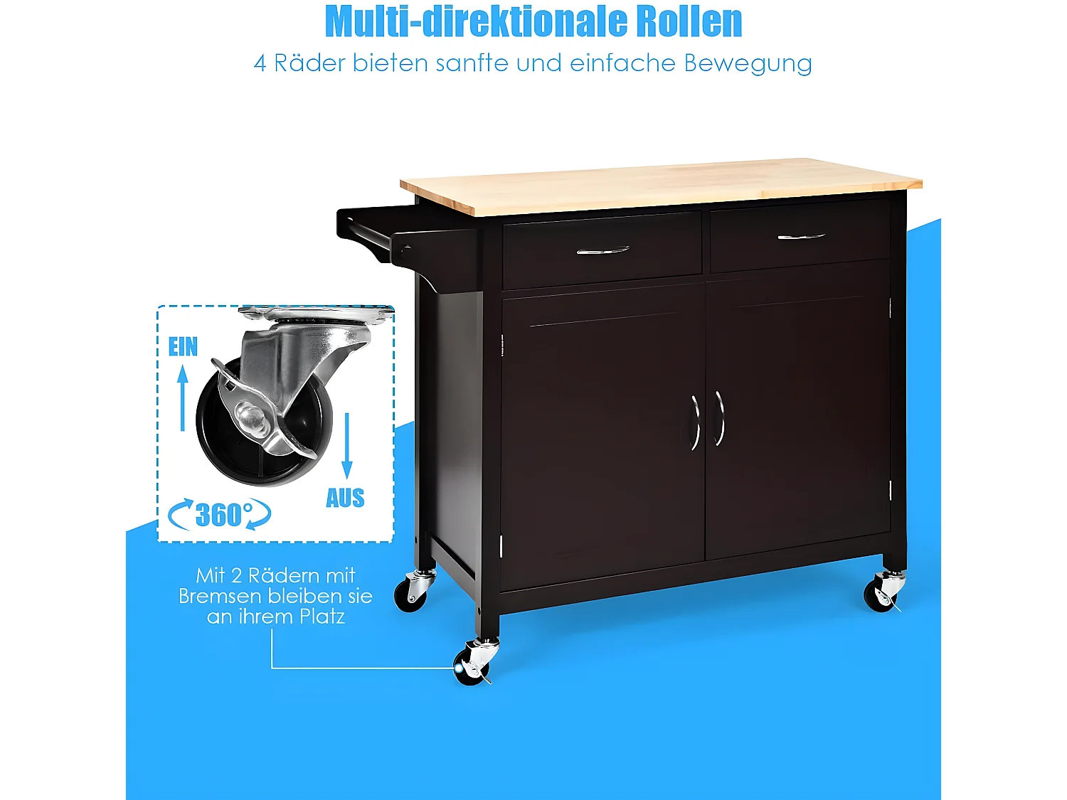 rollende Kücheninsel aus Gummihol TI87806