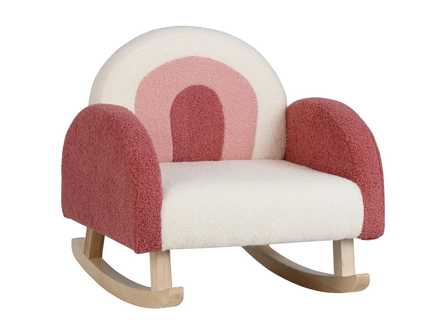 Kinderschaukelstuhl Teddy-Plüsch-Sessel mit Schaukelbeinen aus Pappelholz Rot