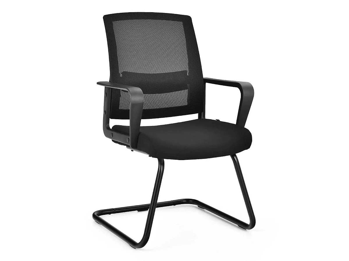 2er Set Netz Bürostuhl mit Rückenlehne bis 136kg belastbar 60 x 54,5 x 94 cm Schwarz