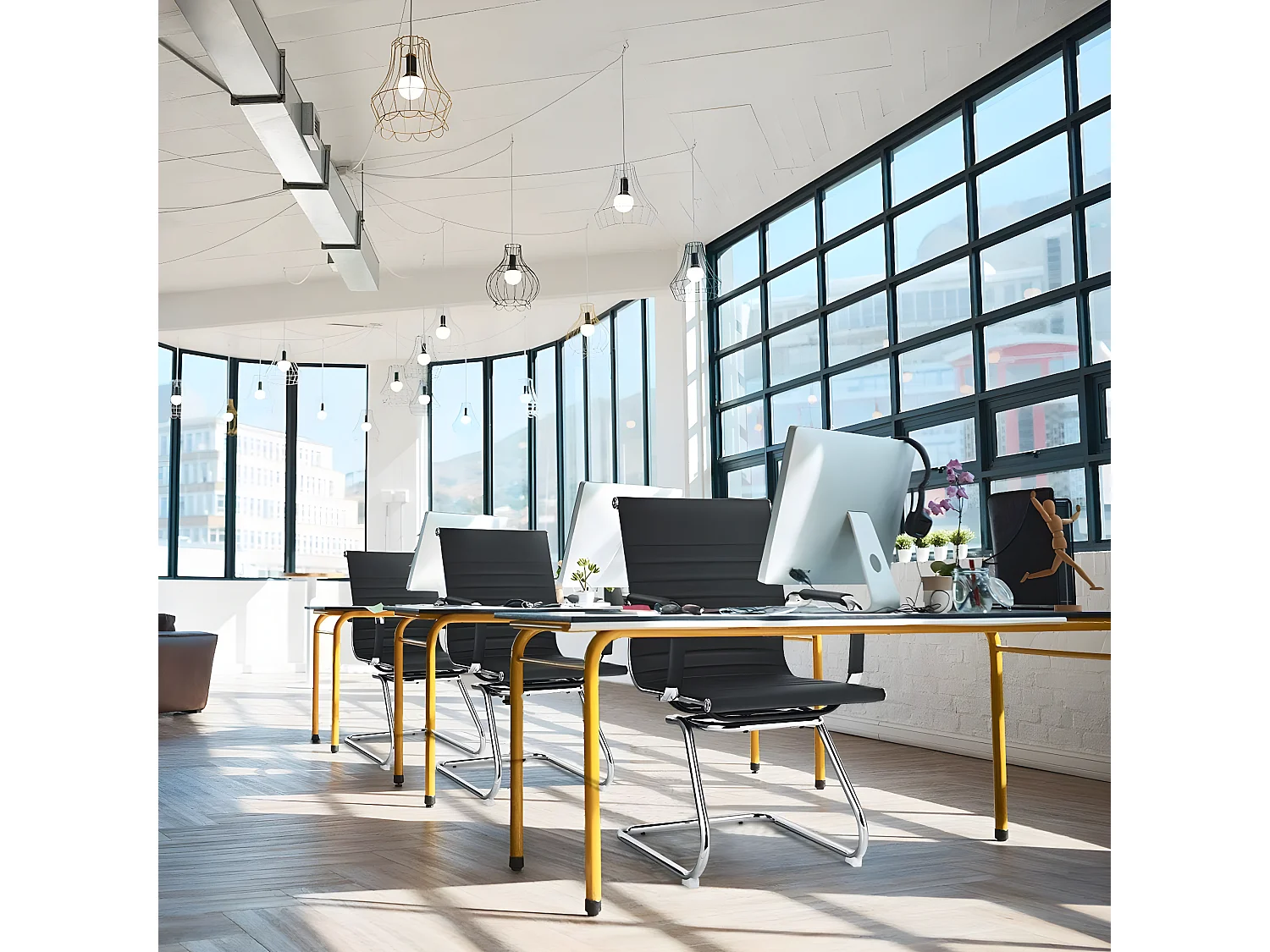 Bürostuhl mit Rückenlehne (2er Set)