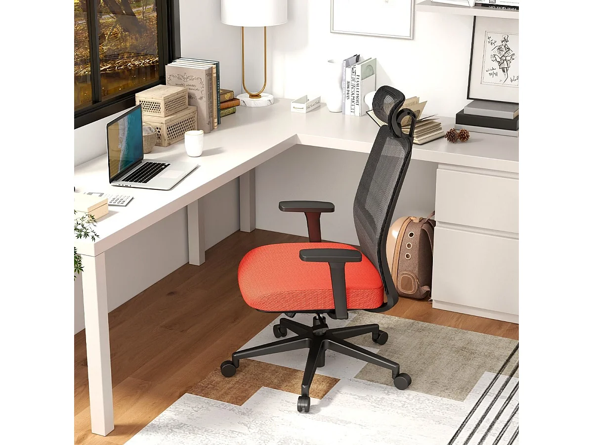 Ergonomischer Bürostuhl mit Rückenlehne & Lendenstütze & komfortabler 3D-Kopfstütze bis 180 kg