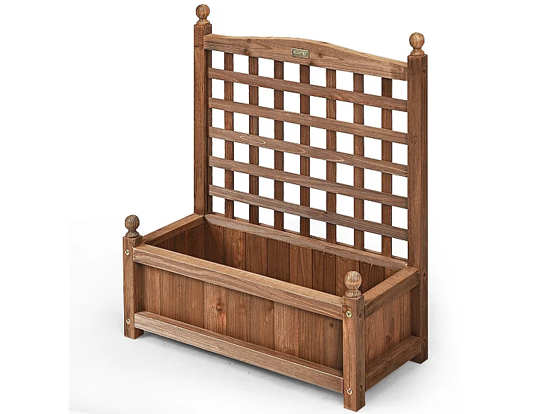 Gartenspalier Blumenkasten mit Rankgitter Massivholz-Pflanzgefäß 64,5 x 28 x 75 cm Dunkelbraun