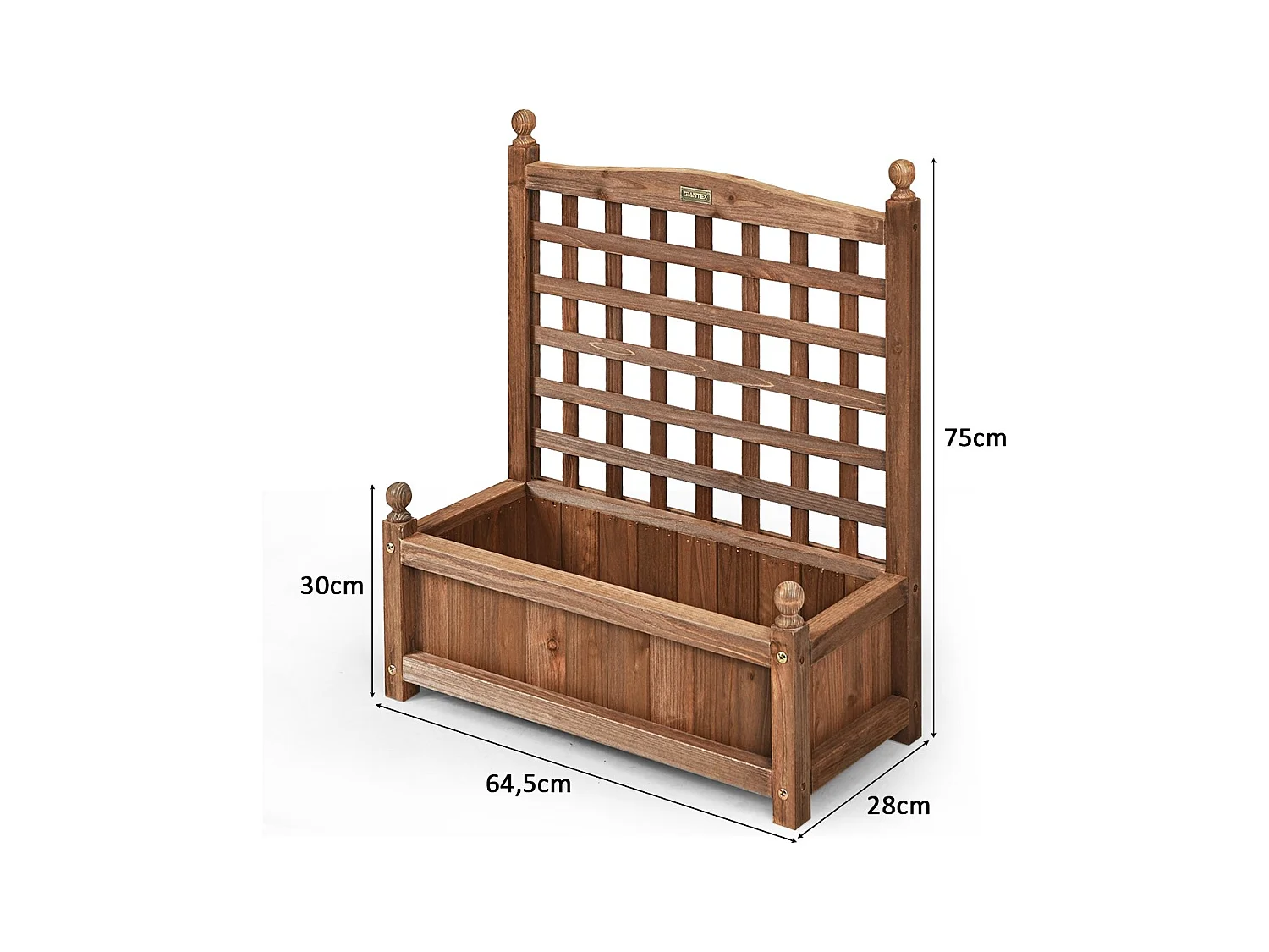Gartenspalier Blumenkasten mit Rankgitter Massivholz-Pflanzgefäß 64,5 x 28 x 75 cm Dunkelbraun