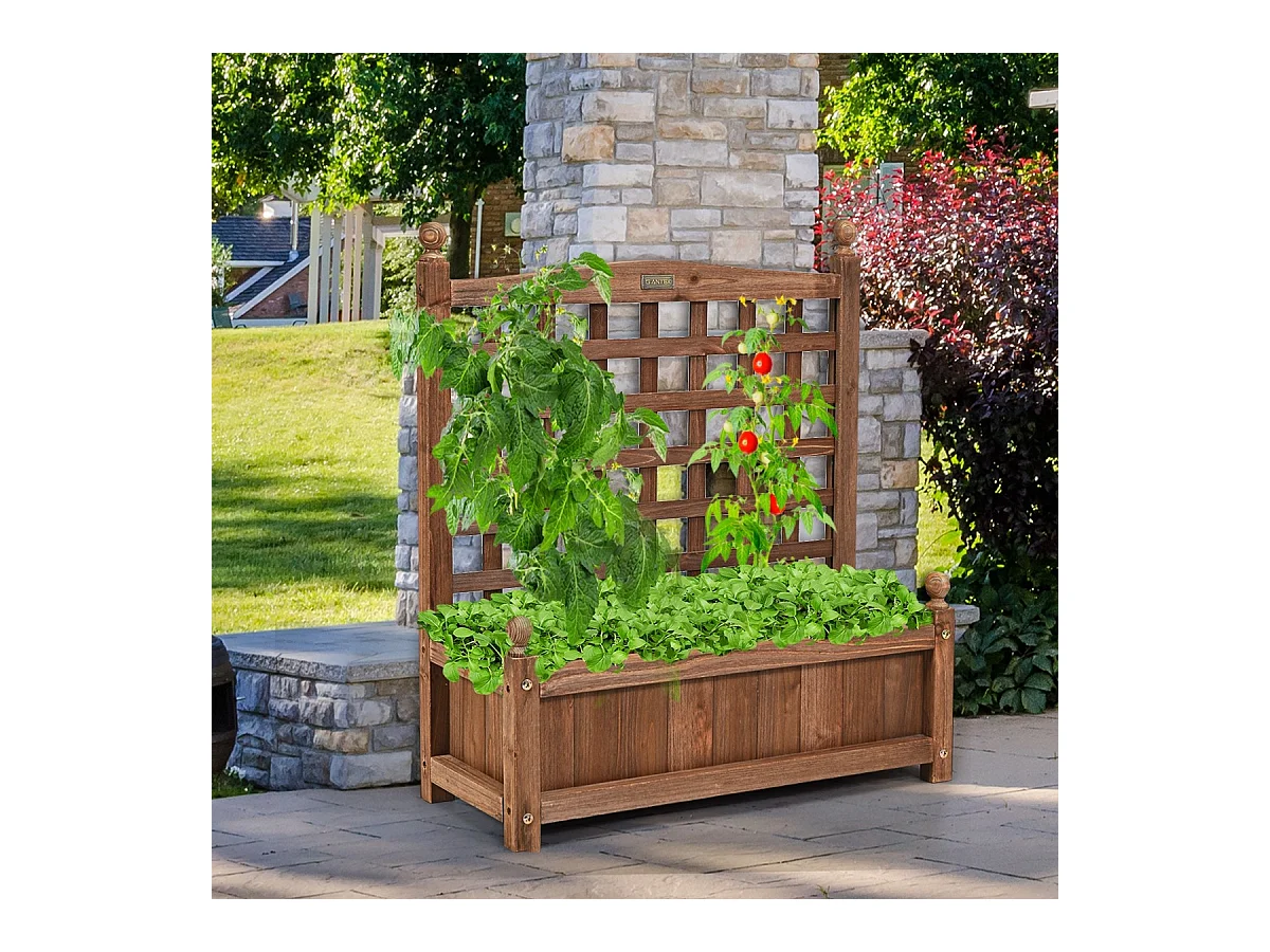 Gartenspalier Blumenkasten mit Rankgitter Massivholz-Pflanzgefäß 64,5 x 28 x 75 cm Dunkelbraun