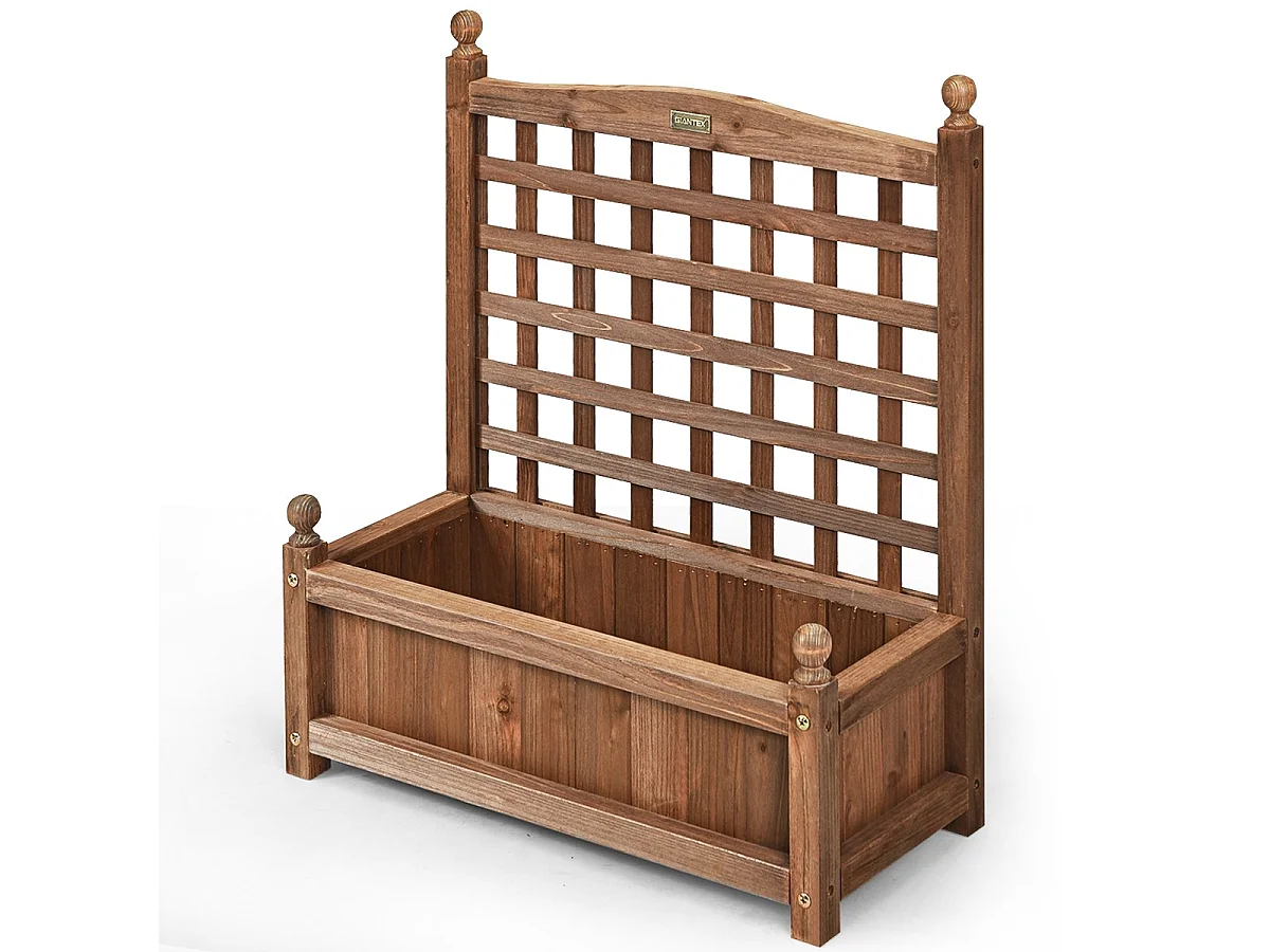 Gartenspalier Blumenkasten mit Rankgitter Massivholz-Pflanzgefäß 64,5 x 28 x 75 cm Dunkelbraun