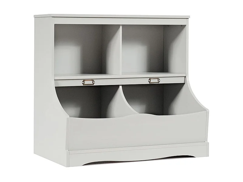 Kinderregal mit 4 Fächern Spielzeugregal Bücherregal für Kinder 67 x 40 x 62 cm Grau