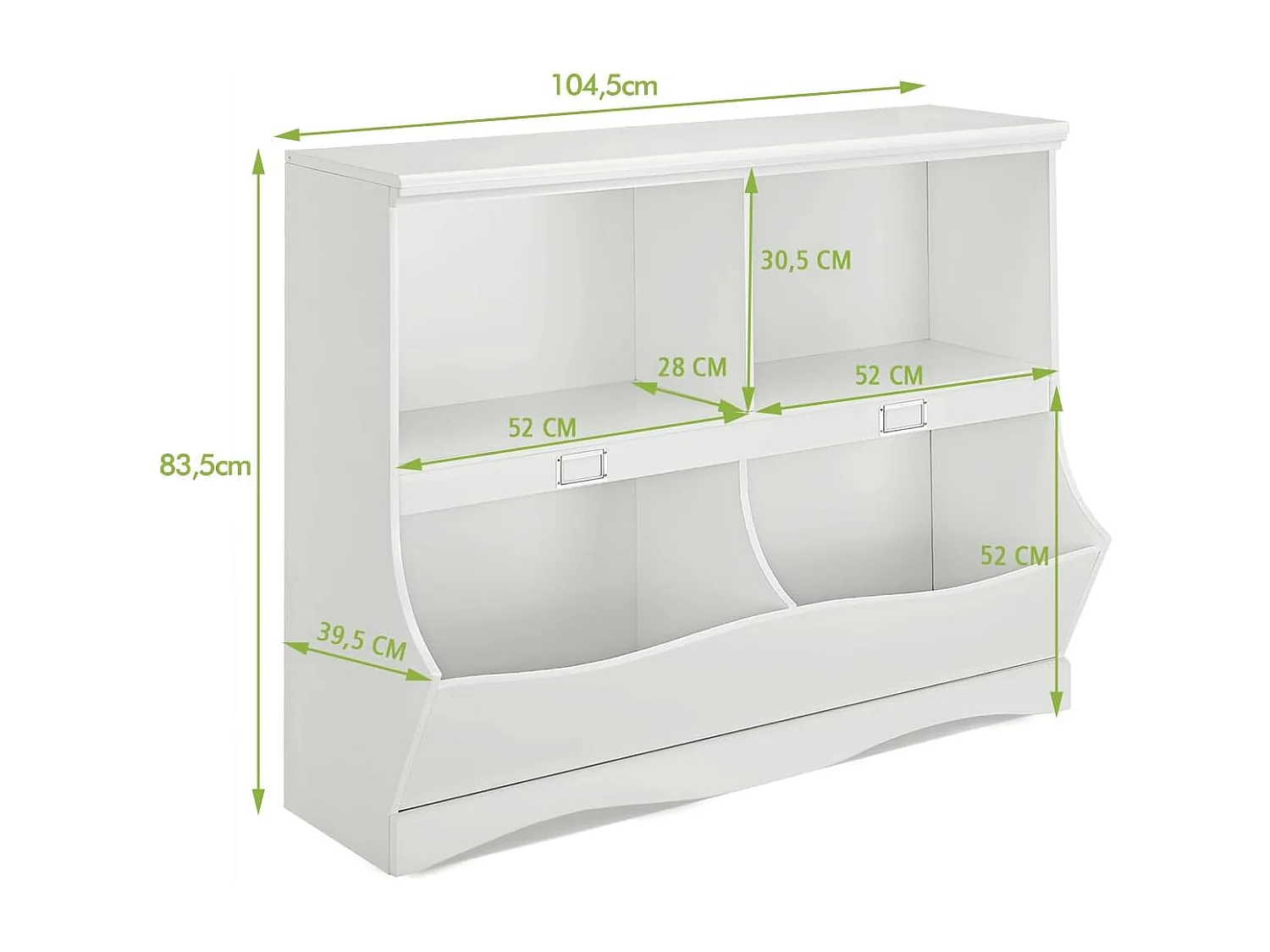 Aufbewahrungsregal mit Behältern Spielzeugregal für Kinder 105,5 x 39,5 x 84 cm Weiß
