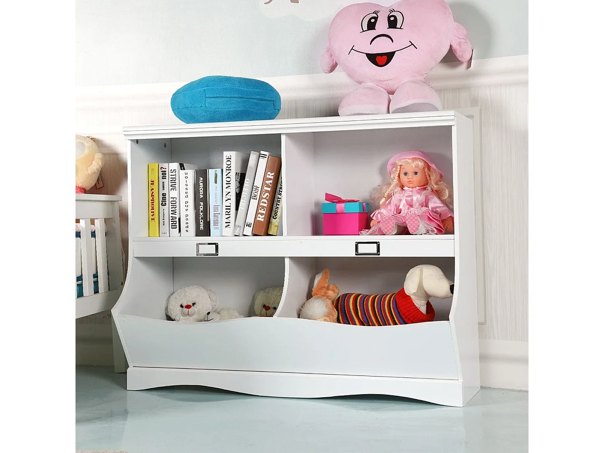 Aufbewahrungsregal mit Behältern Spielzeugregal für Kinder 105,5 x 39,5 x 84 cm Weiß
