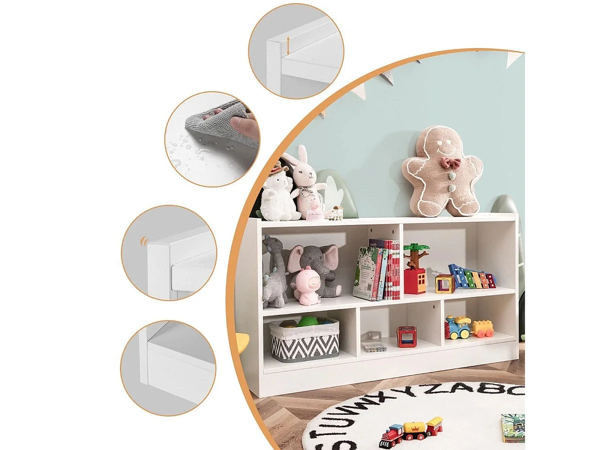 Kinder Spielzeugschrank aus Holz Kinderregal Bücherregal 111 x 30 x 61,5 cm Weiß