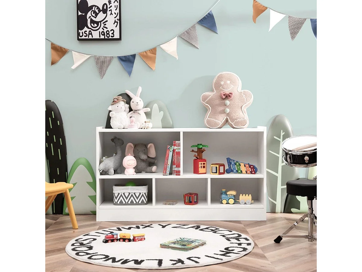 Kinder Spielzeugschrank aus Holz Kinderregal Bücherregal 111 x 30 x 61,5 cm Weiß