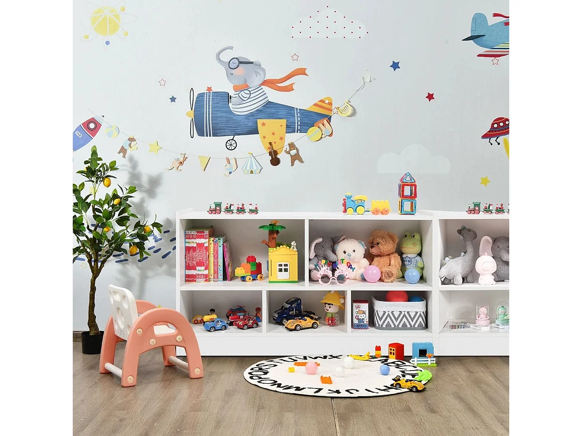 Kinder Spielzeugschrank aus Holz Kinderregal Bücherregal 111 x 30 x 61,5 cm Weiß