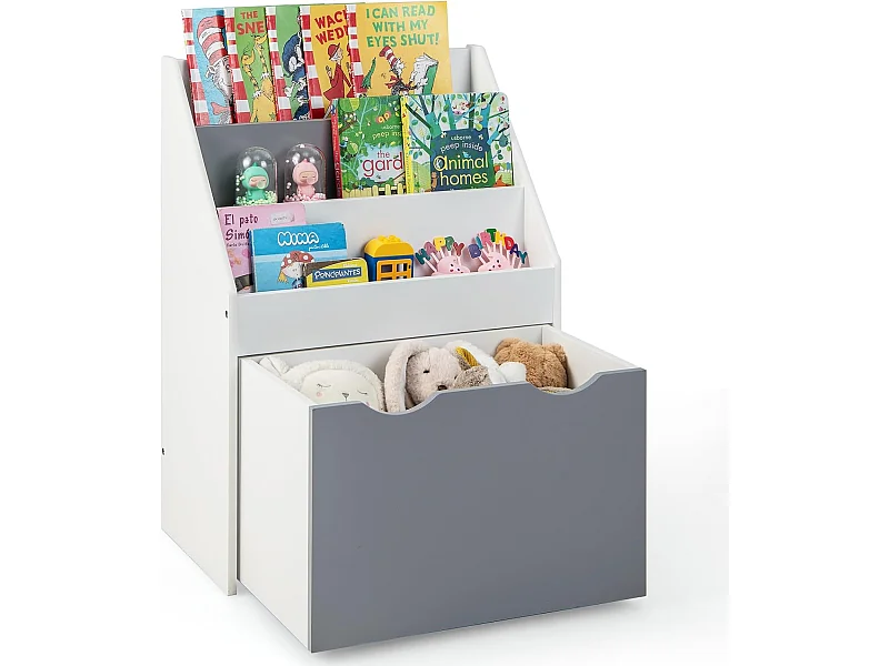 Kinderregal mit rollender Spielzeugkiste