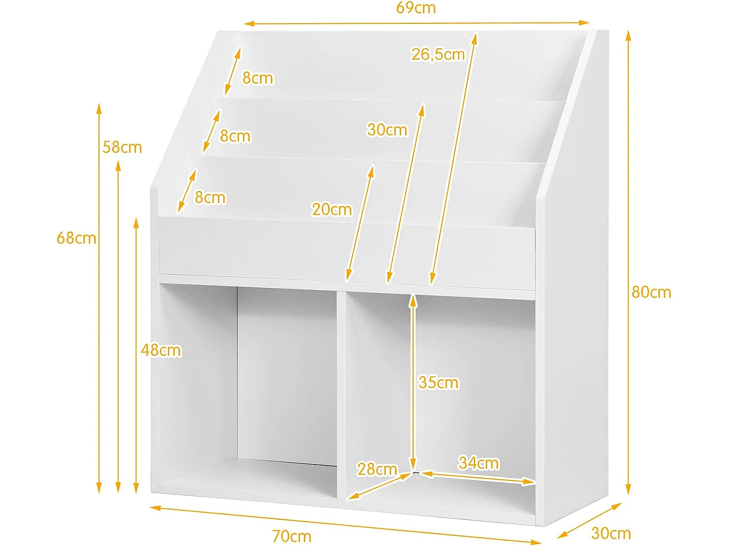 Kinderregal mit 3-stufigem Fach