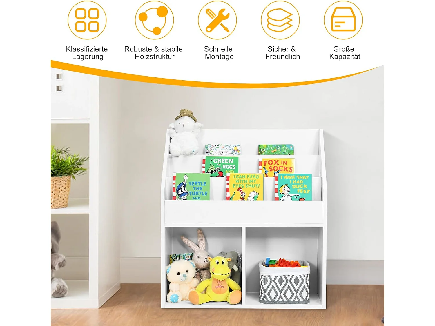 Kinderregal mit 3-stufigem Fach