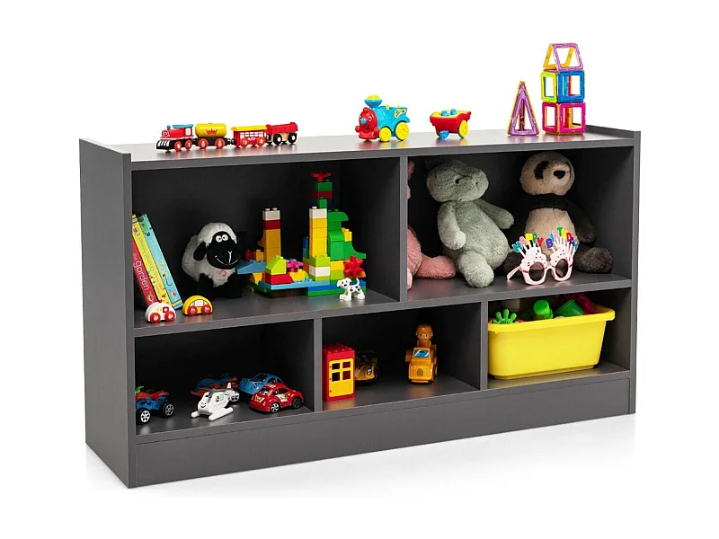 Kinder Spielzeugschrank aus Holz Kinderregal Bücherregal 111 x 30 x 61,5 cm Grau
