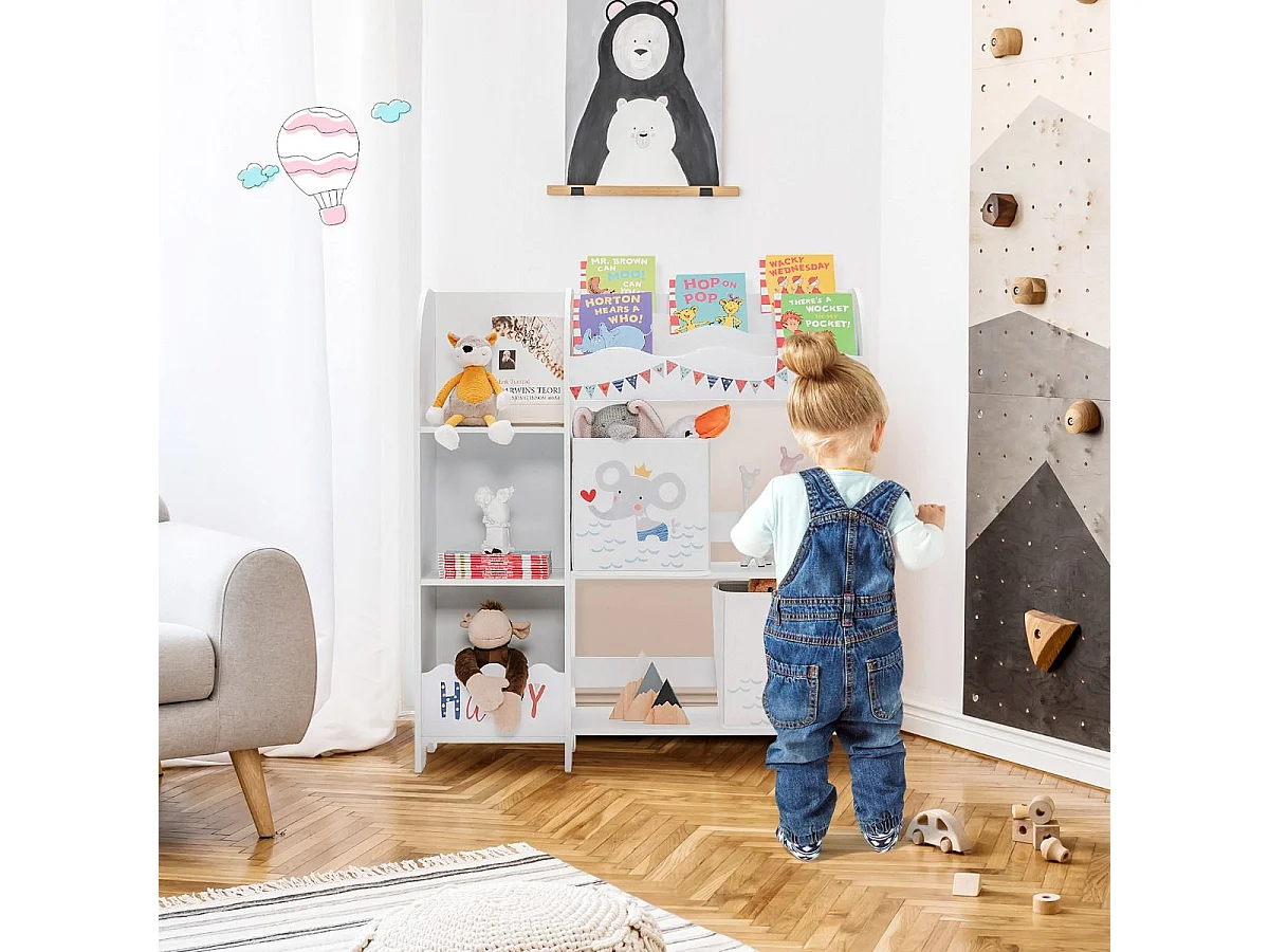 Kinder Aufbewahrungsschrank mit 5 Fächern & 2 Stoffschubladen Pirat