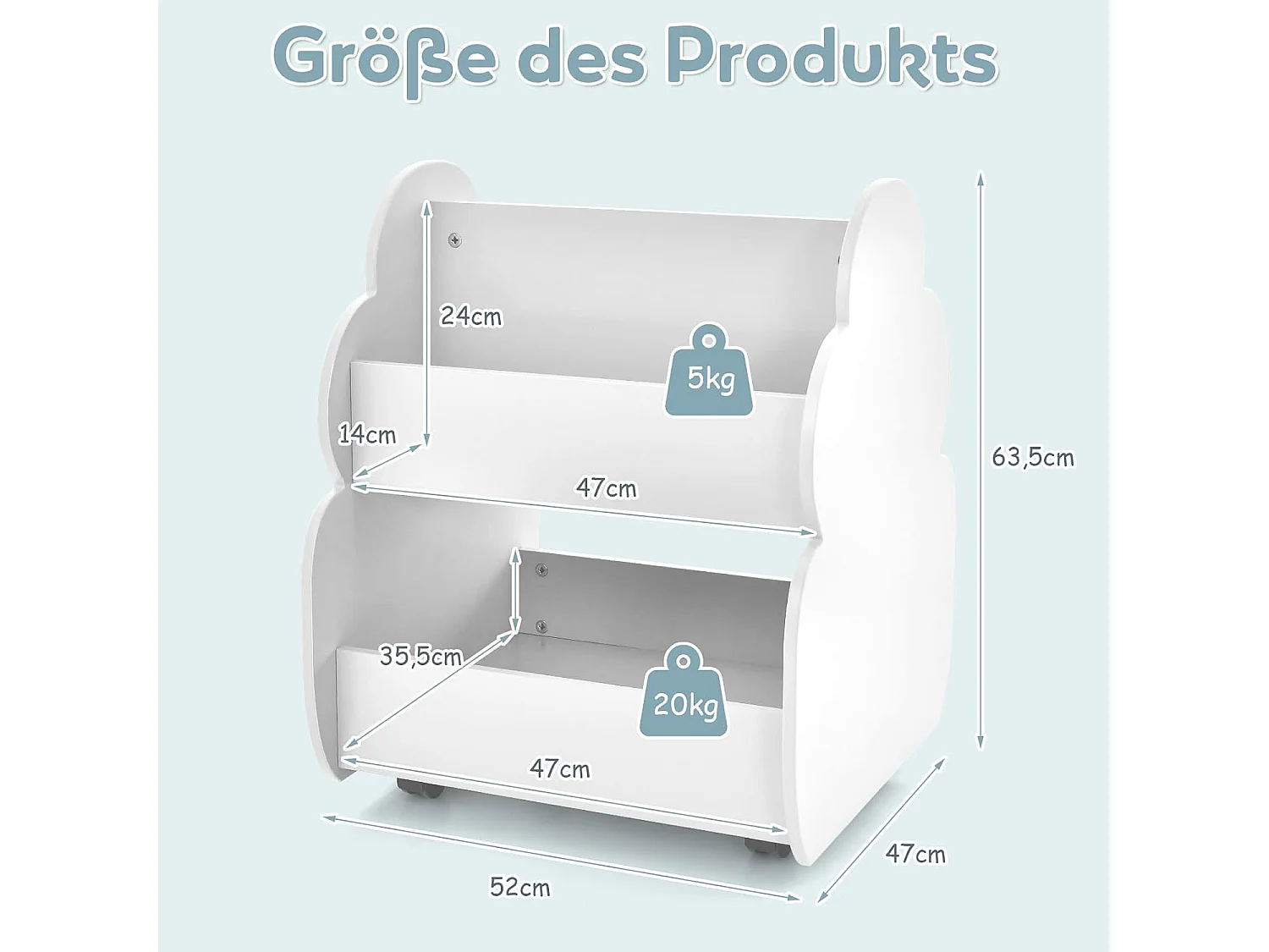 Kinder Bücherregal auf Rollen