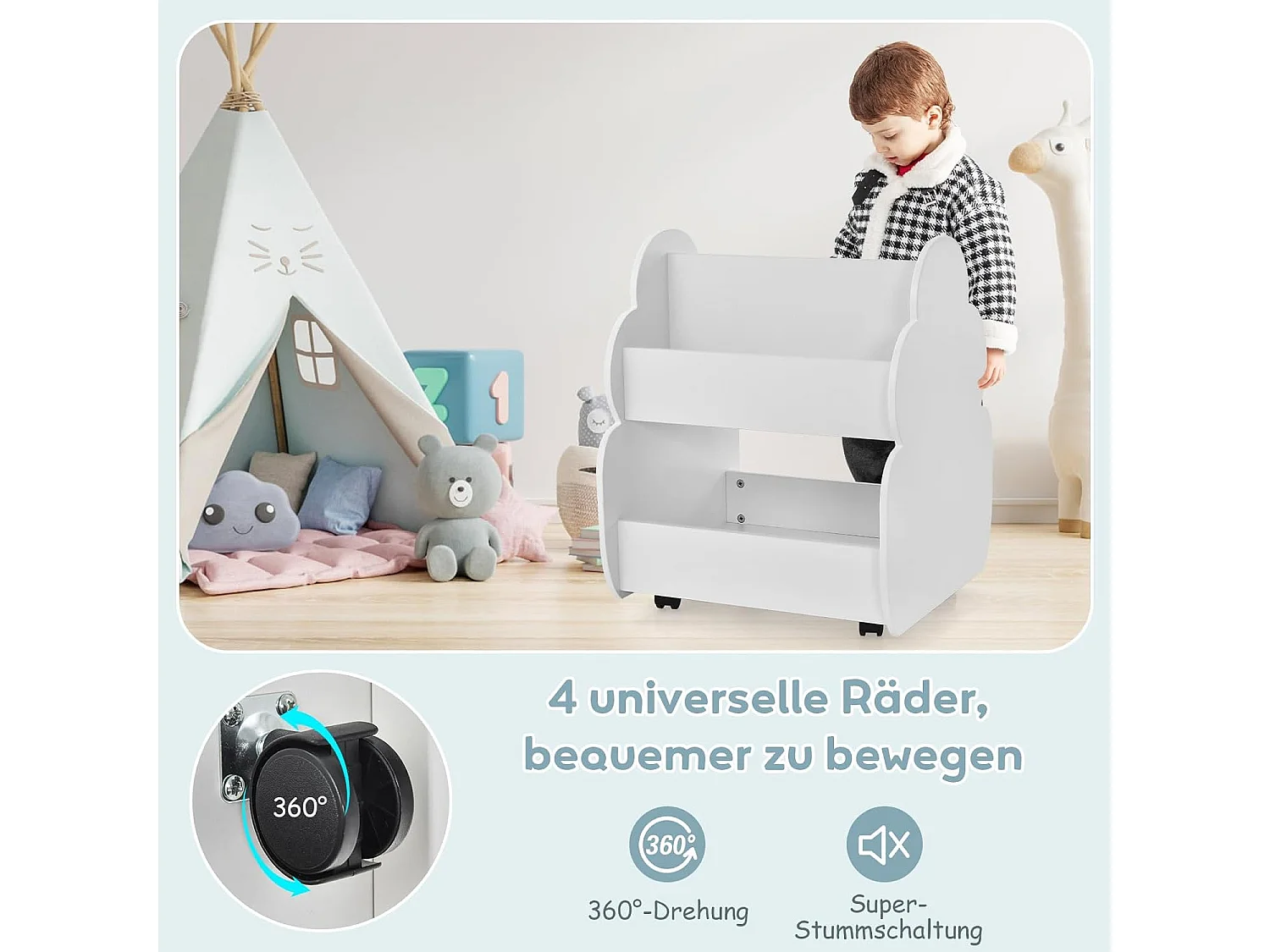 Kinder Bücherregal auf Rollen