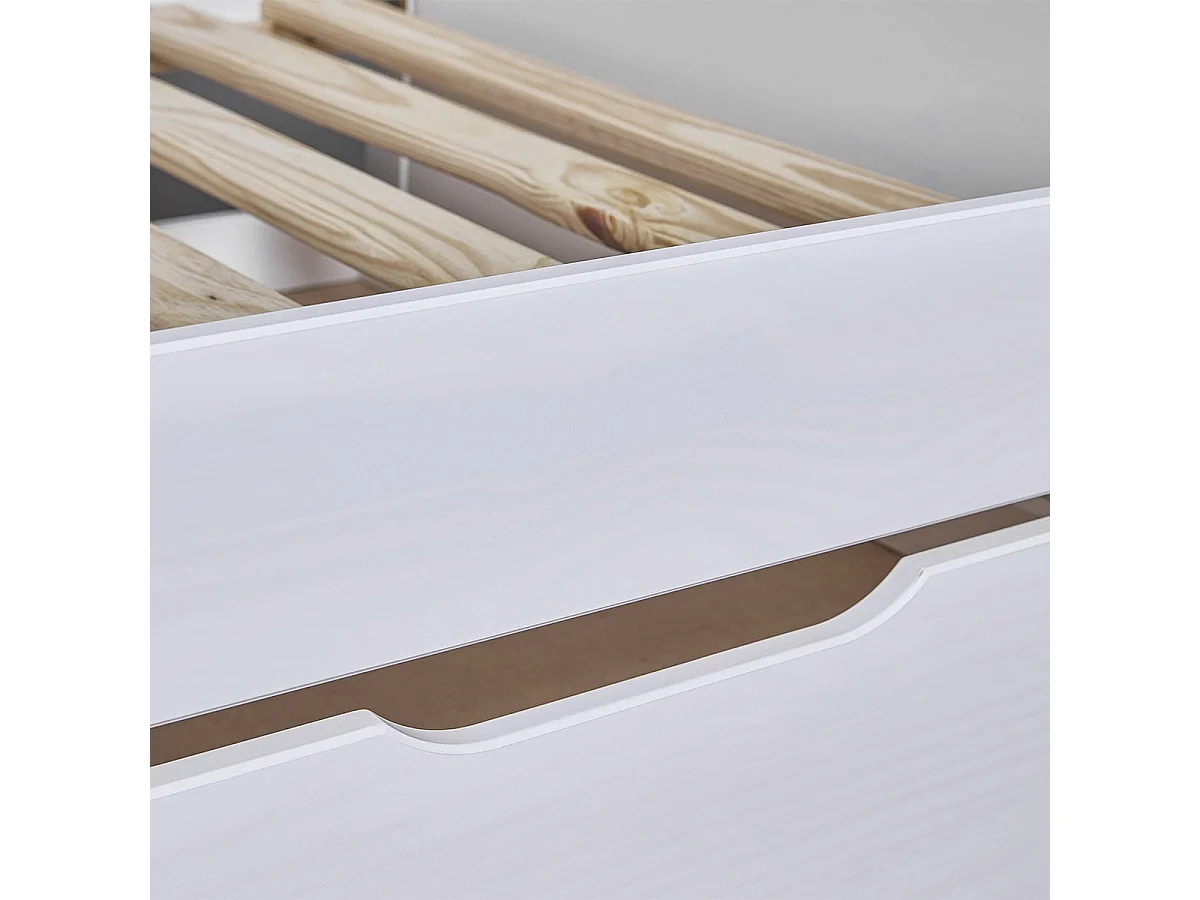 FOGGY - Lit Gigogne 90x200cm en Pin Massif Teinté Blanc