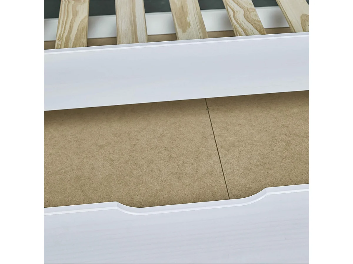 FOGGY - Lit Gigogne 90x200cm en Pin Massif Teinté Blanc