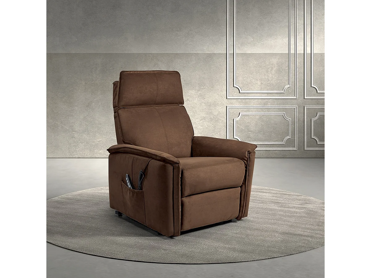 BRIAN - Fauteuil Relax Electrique Suédine Brun