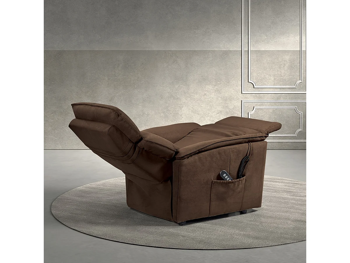 BRIAN - Fauteuil Relax Electrique Suédine Brun