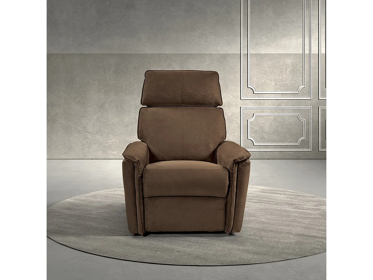 BRIAN - Fauteuil Relax Electrique Suédine Brun