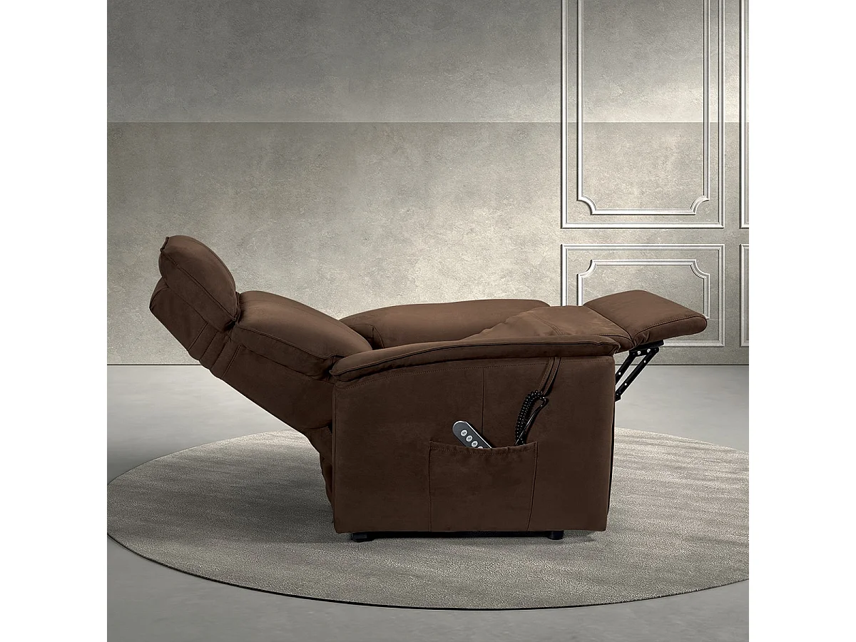 BRIAN - Fauteuil Relax Electrique Suédine Brun