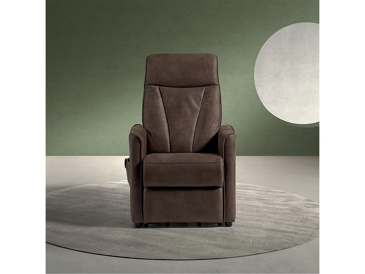 CILLIAN - Fauteuil Relax Electrique Suédine Brun Foncé