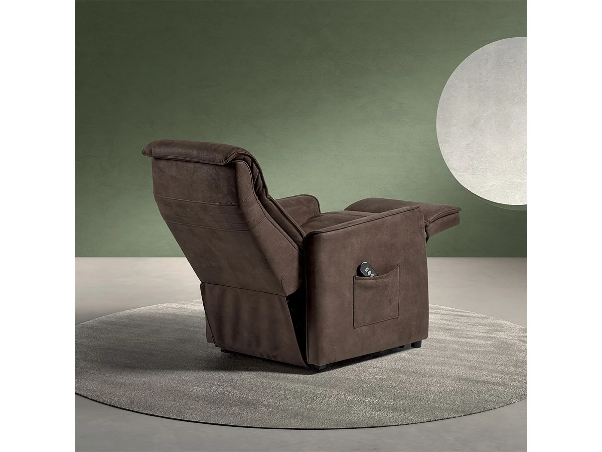 CILLIAN - Fauteuil Relax Electrique Suédine Brun Foncé