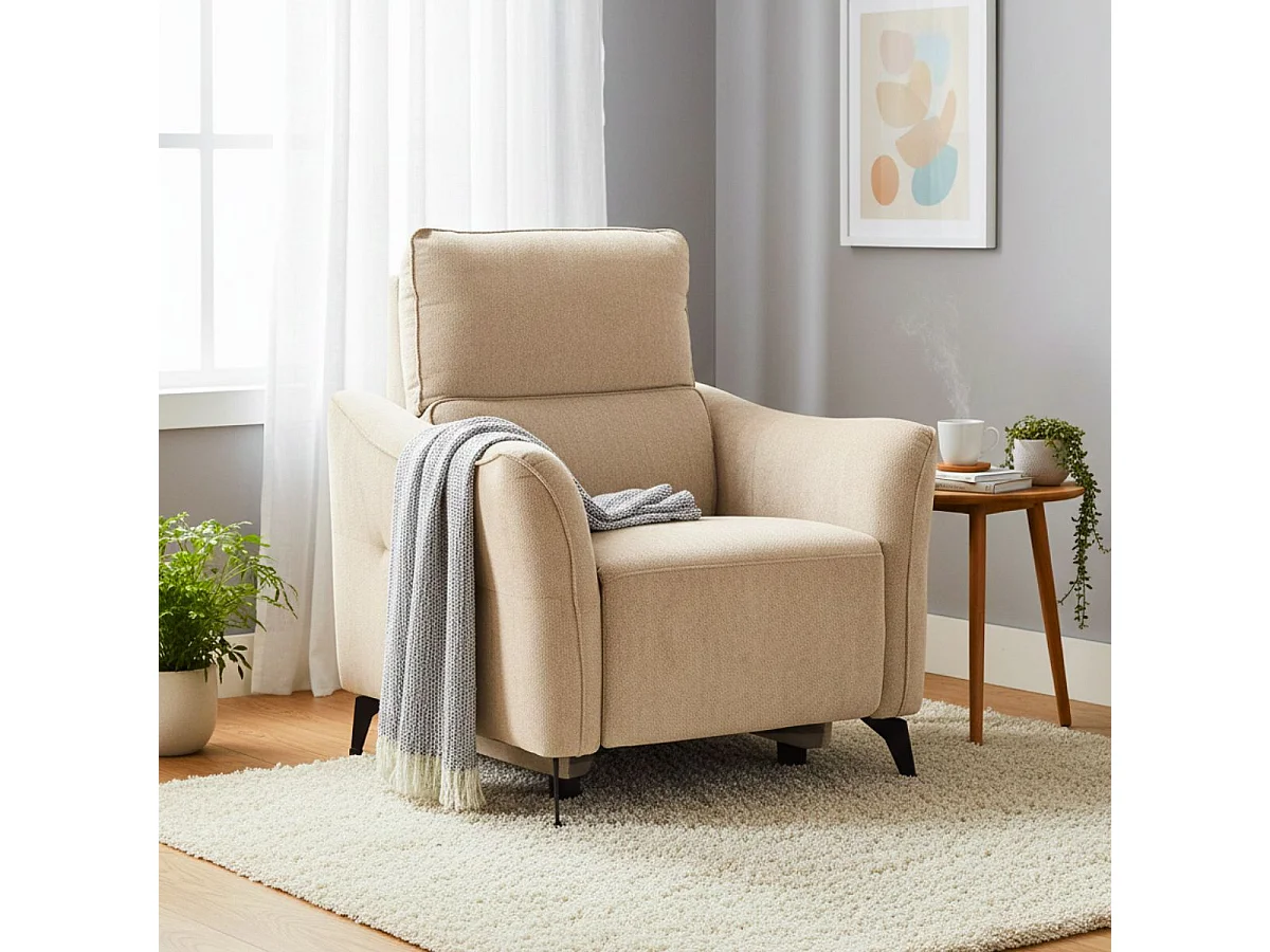 BURGOS - Fauteuil Electrique Tissu Waterproof Beige
