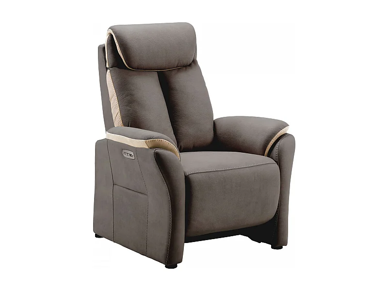 COIMBRA - Fauteuil Relax Electrique New Nobuck Gris Foncé et Beige