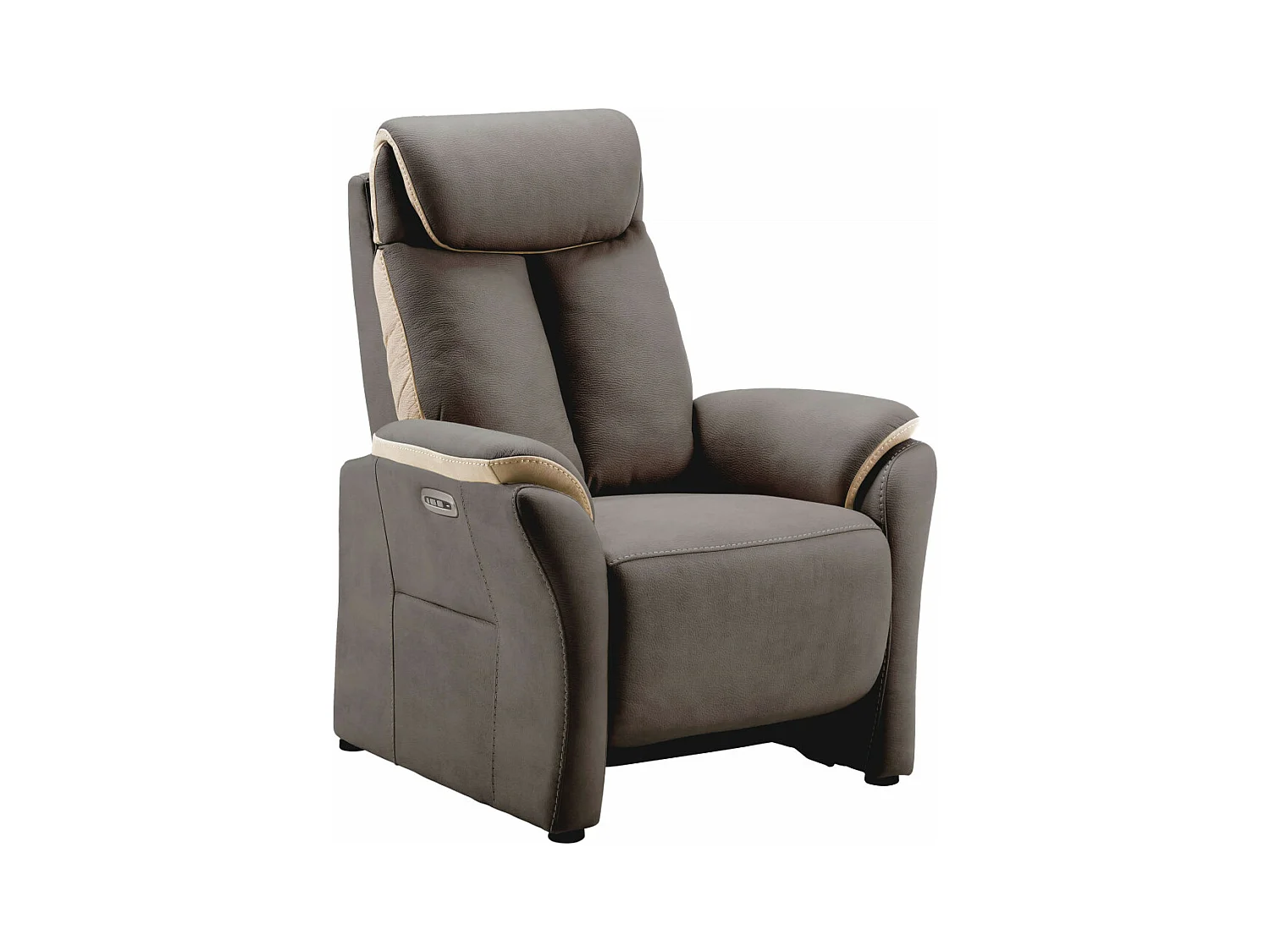 COIMBRA - Fauteuil Relax Electrique New Nobuck Gris Foncé et Beige