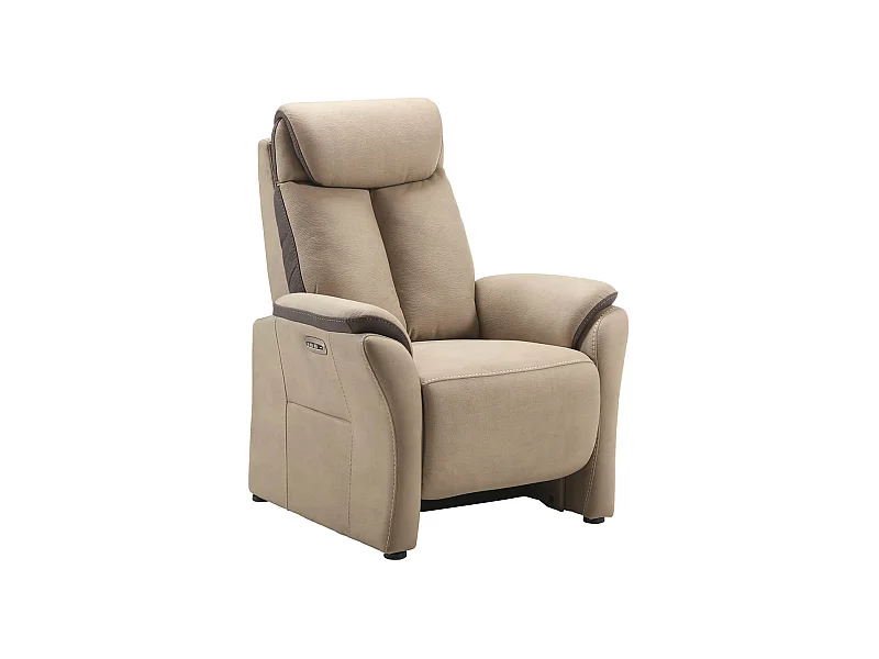 COIMBRA - Fauteuil Relax Electrique New Nobuck Beige et Gris Foncé