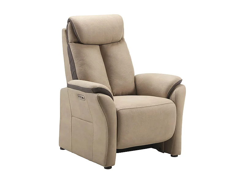 COIMBRA - Fauteuil Relax Electrique New Nobuck Beige et Gris Foncé