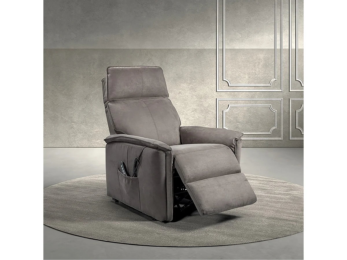 BRIAN - Fauteuil Relax Electrique Suédine Gris