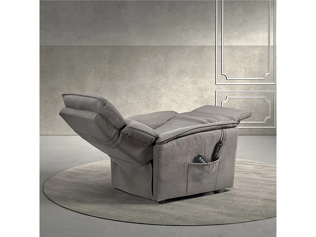 BRIAN - Fauteuil Relax Electrique Suédine Gris