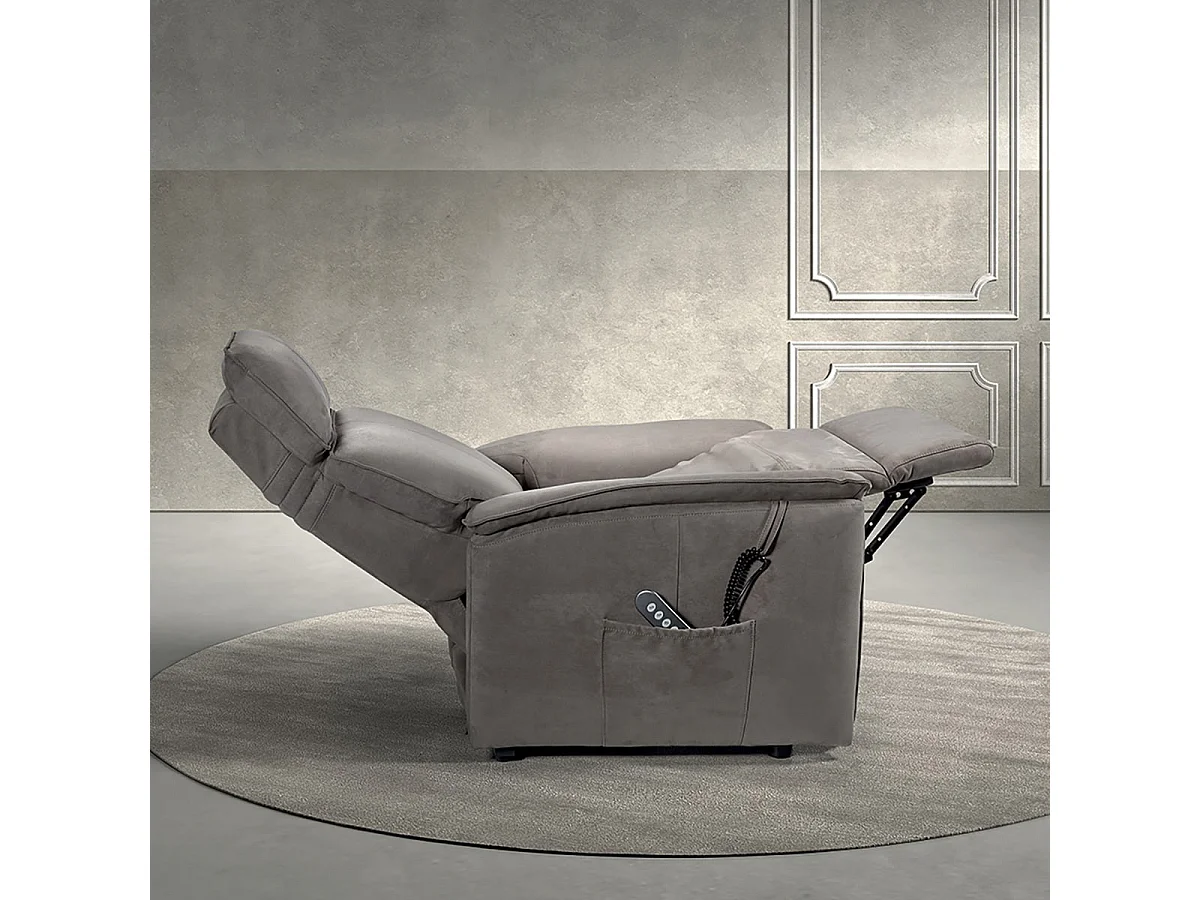 BRIAN - Fauteuil Relax Electrique Suédine Gris