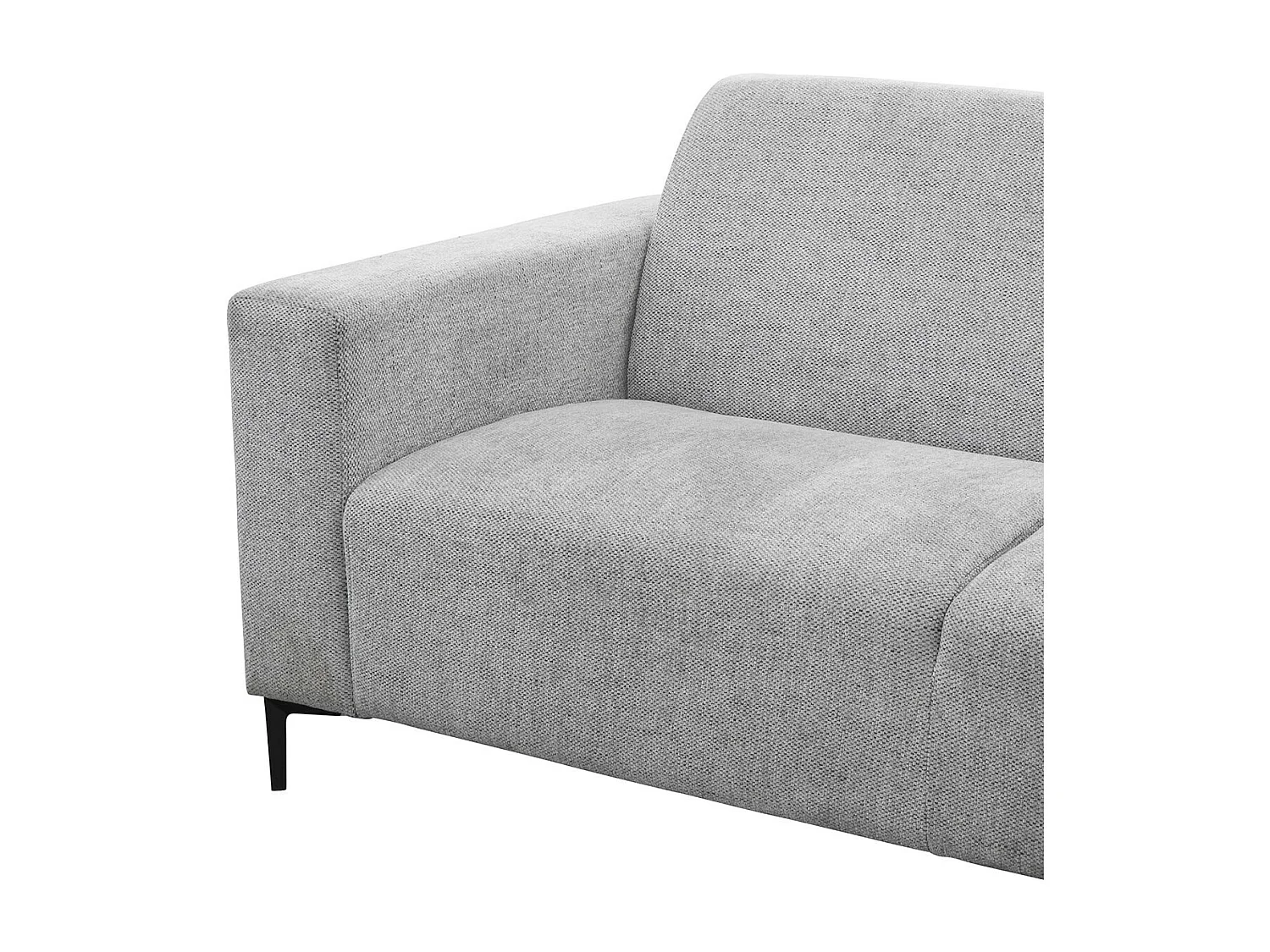 EDOUARD - Canapé Méridienne Gauche Tissu Gris Chiné Pieds Métal