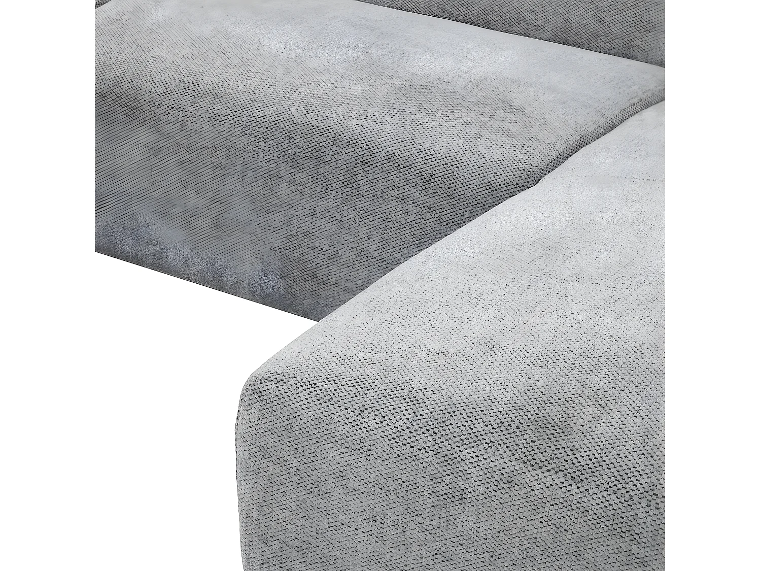 EDOUARD - Canapé Méridienne Gauche Tissu Gris Chiné Pieds Métal