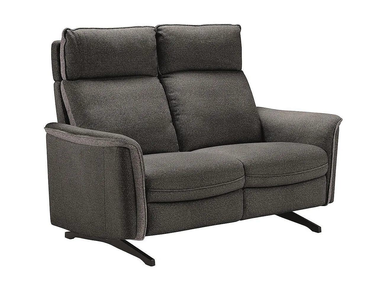 ALICANTE - Canapé Fixe 2 Places Tissu Gris Foncé Chiné 2 Tons