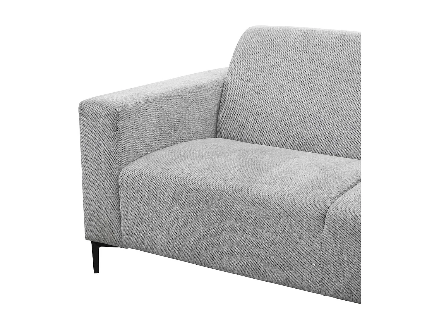 EDOUARD - Canapé Méridienne Droite Tissu Gris Chiné Pieds Métal