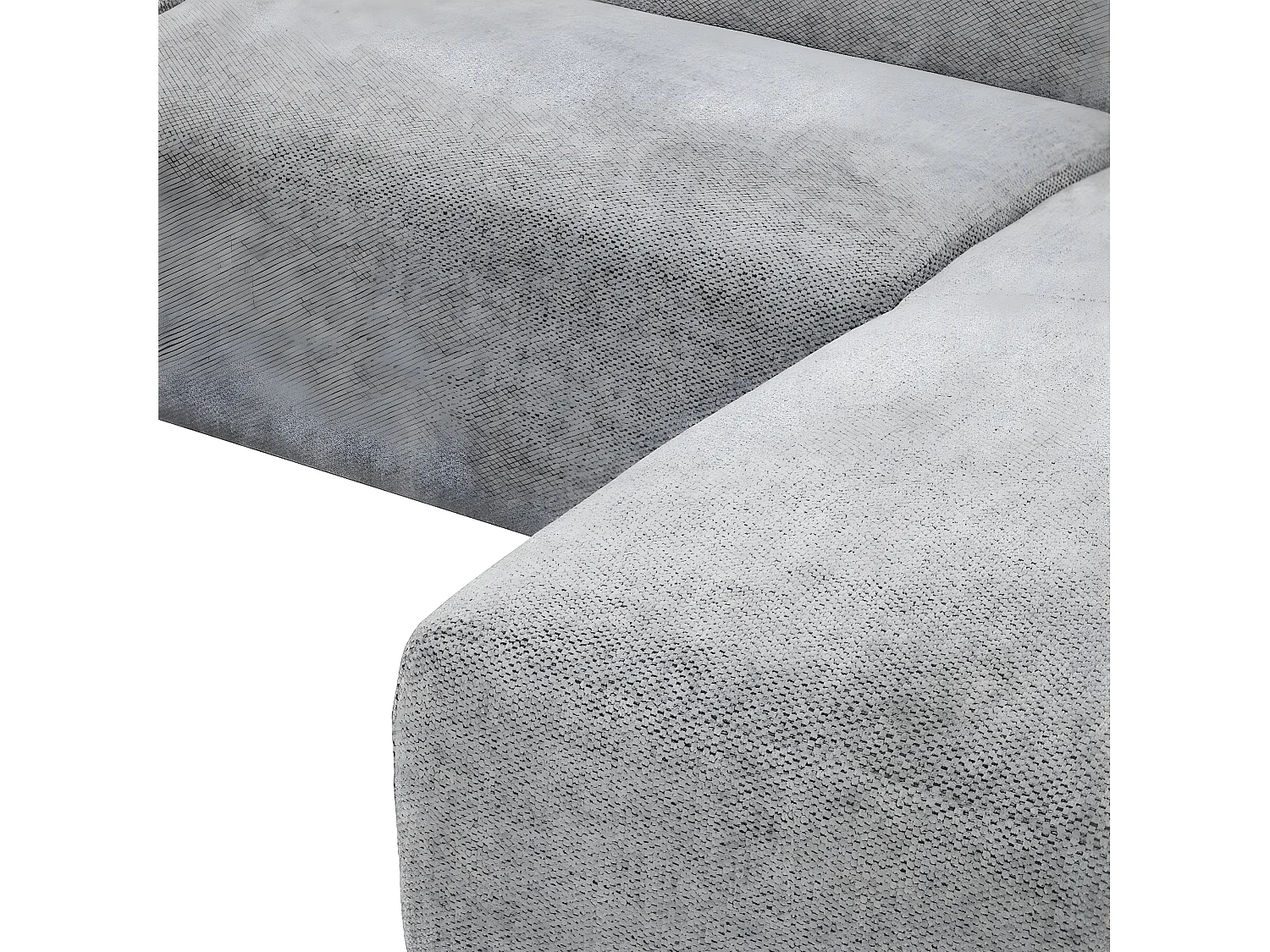 EDOUARD - Canapé Méridienne Droite Tissu Gris Chiné Pieds Métal