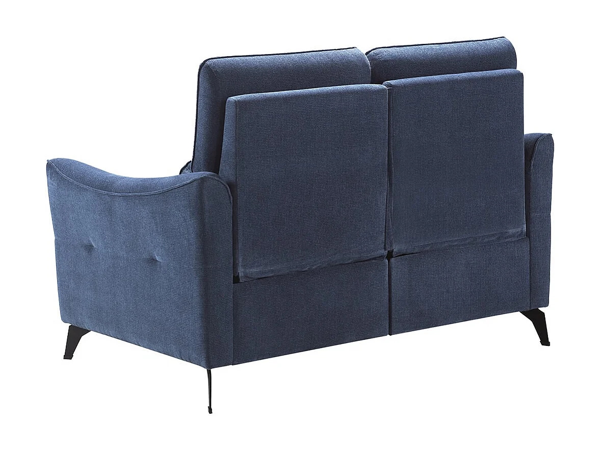 BURGOS - Canapé Fixe 2 Places Tissu Waterproof Bleu