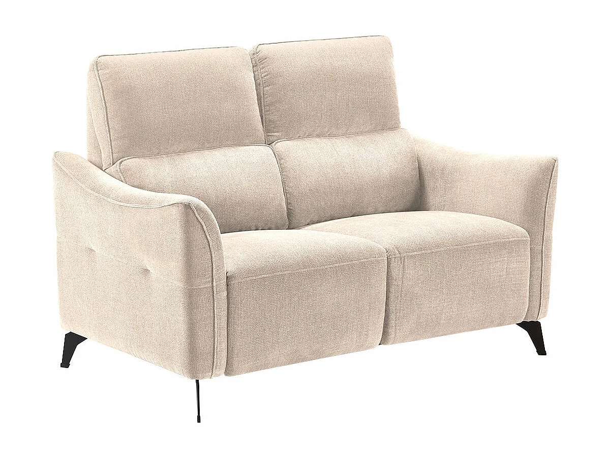 BURGOS - Canapé Fixe 2 Places Tissu Waterproof Beige