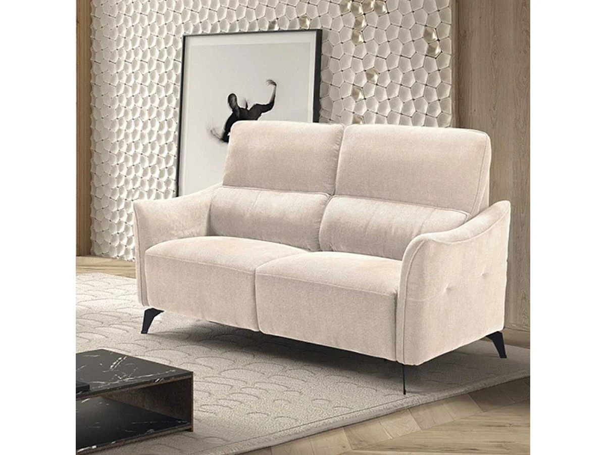 BURGOS - Canapé Fixe 2 Places Tissu Waterproof Beige