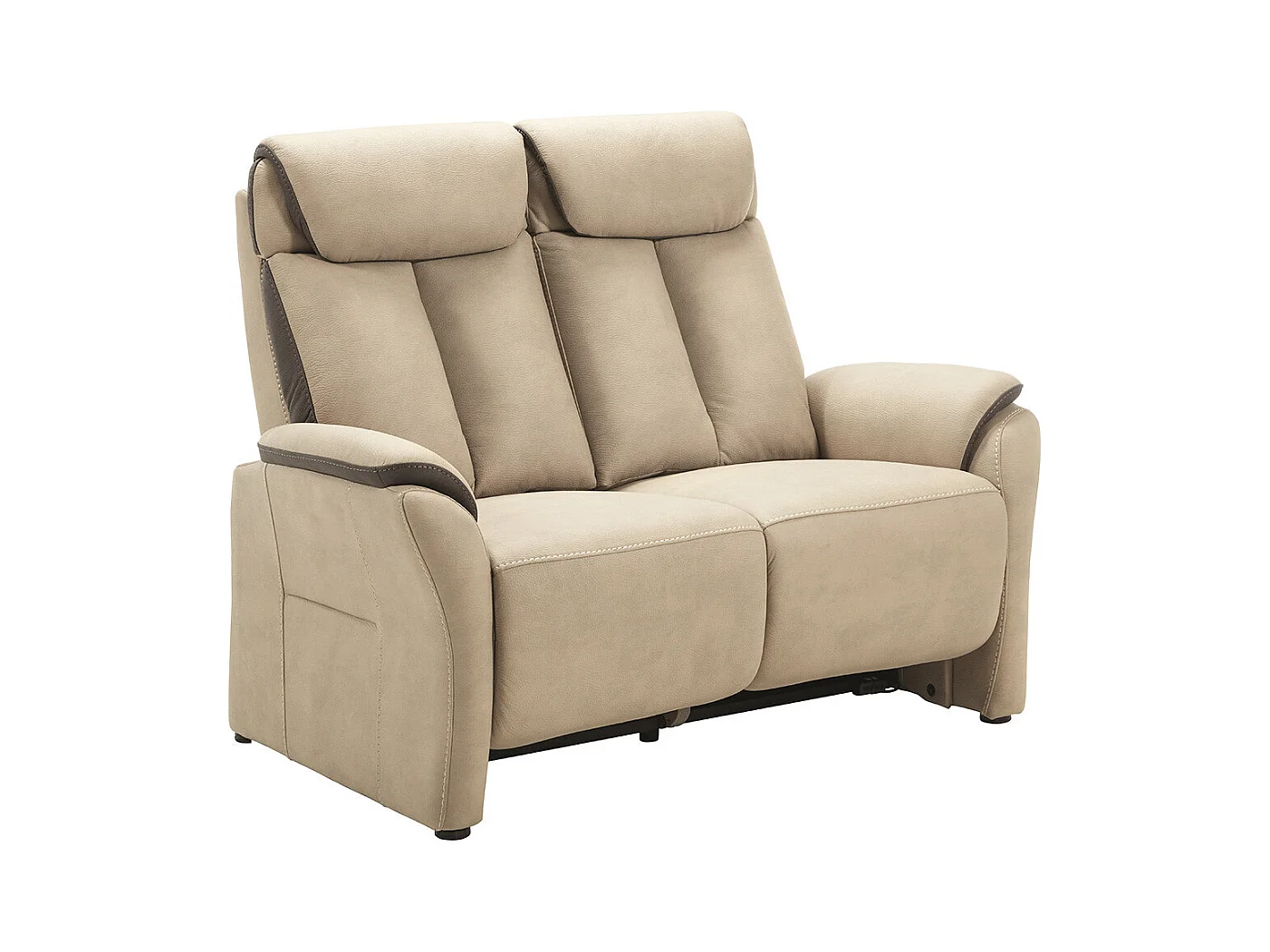 COIMBRA - Canapé Fixe 2 Places New Nobuck Beige et Gris Foncé